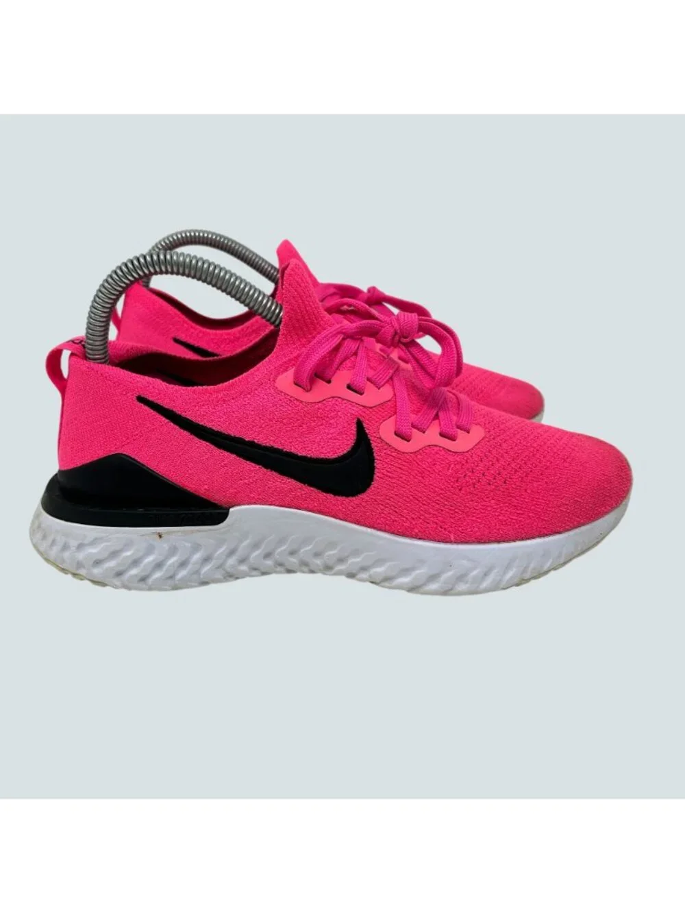 Nike Womens Epic React Flyknit Running Shoes Pink/Black US 7.5